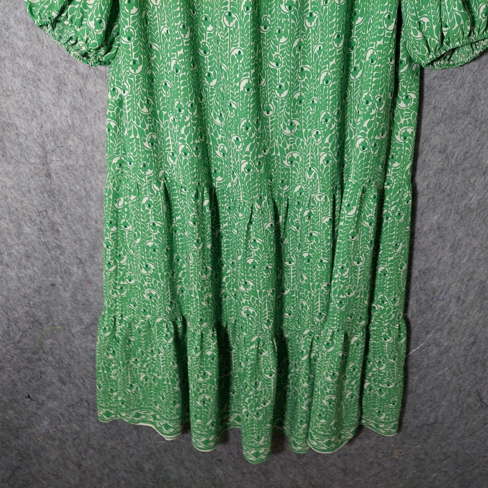 Max Studio Women Dress L Green Artsy Cottagecore Boho Tiered  Floral Maxi Button - Picture 3 of 11